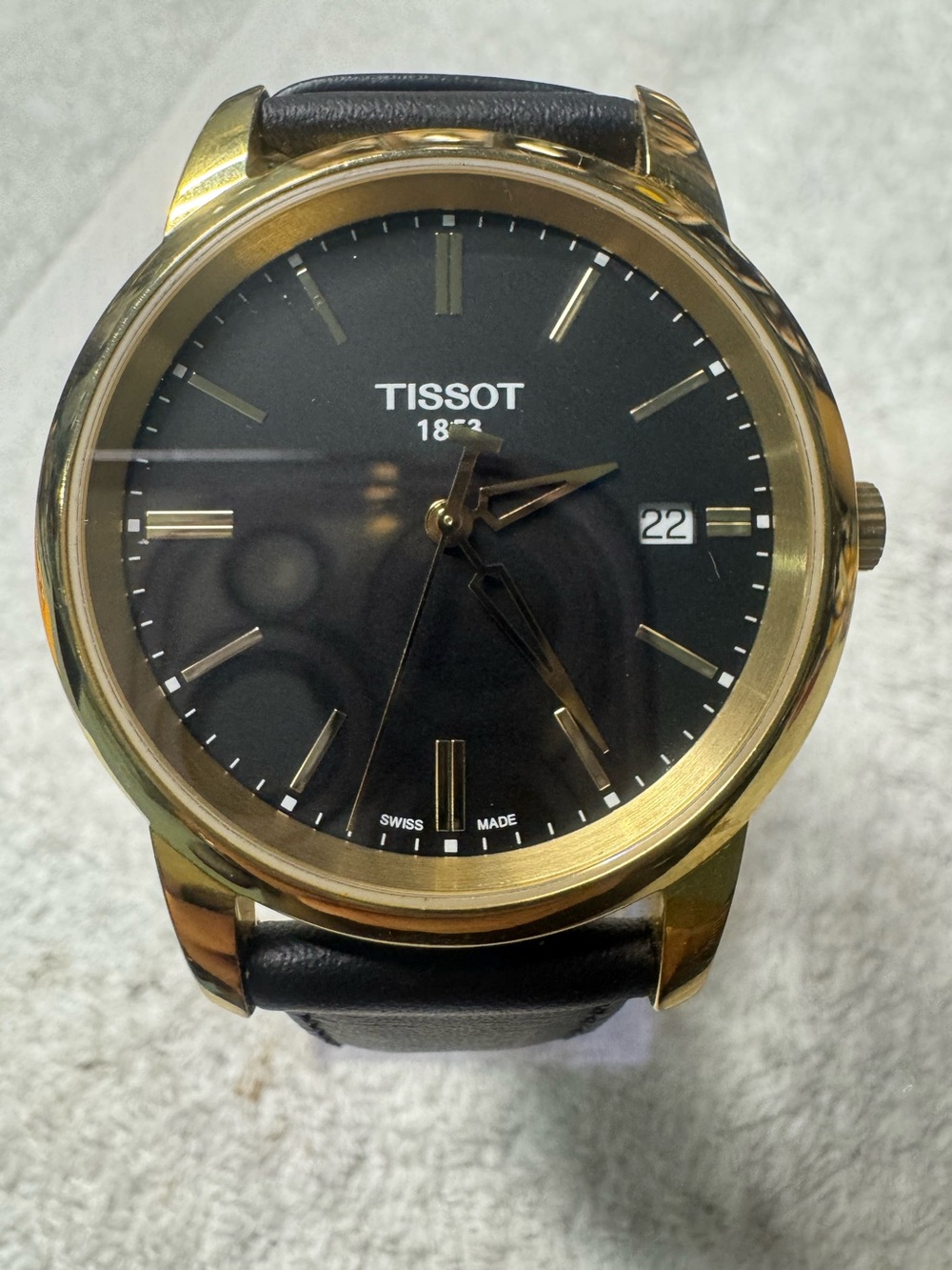 Tissot Black Dial Gold-Tone Case Men's Watch